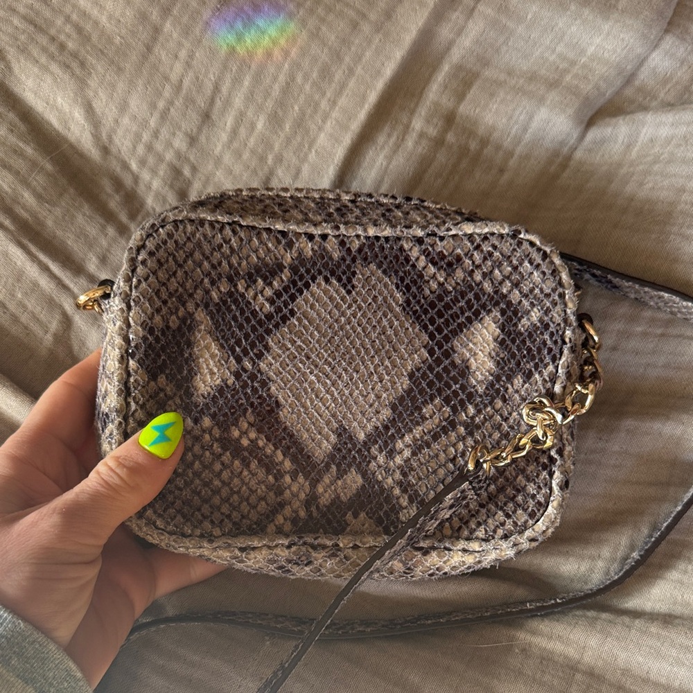 Michael Kors Black and Gray Snake Print Crossbody Bag - Picture 3 of 3
